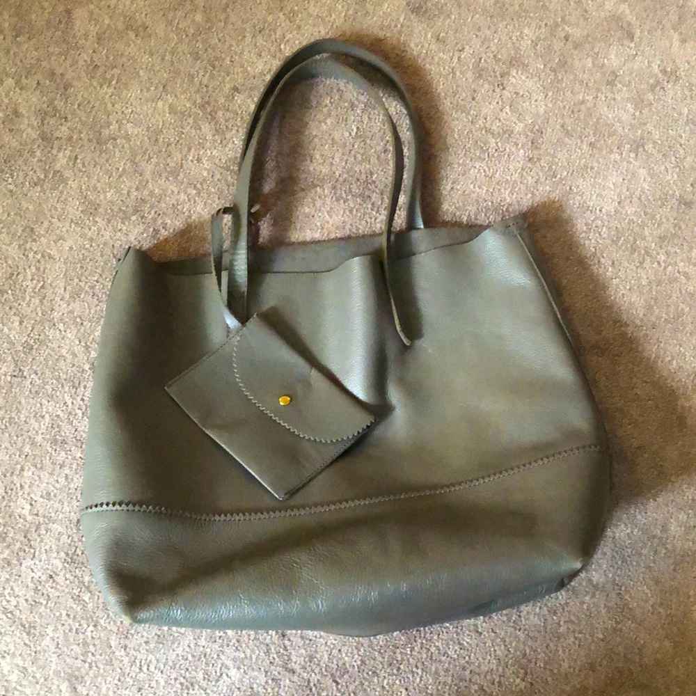 J. Crew gray leather tote